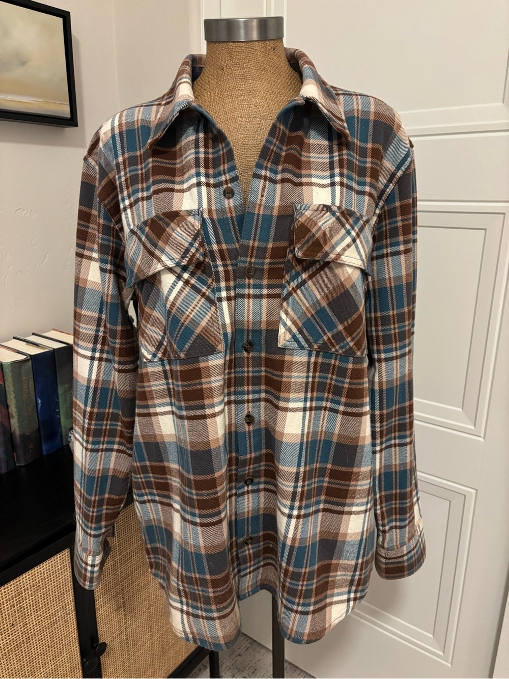 TNA Aritzia Women’s Oversized Button Up Flannel Shirt